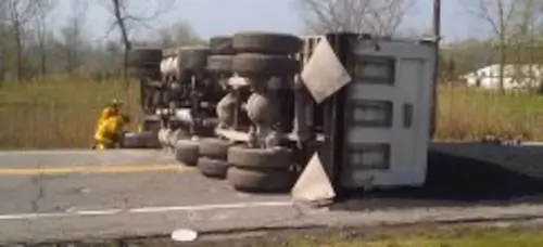 Rolled tractor trailer recovery